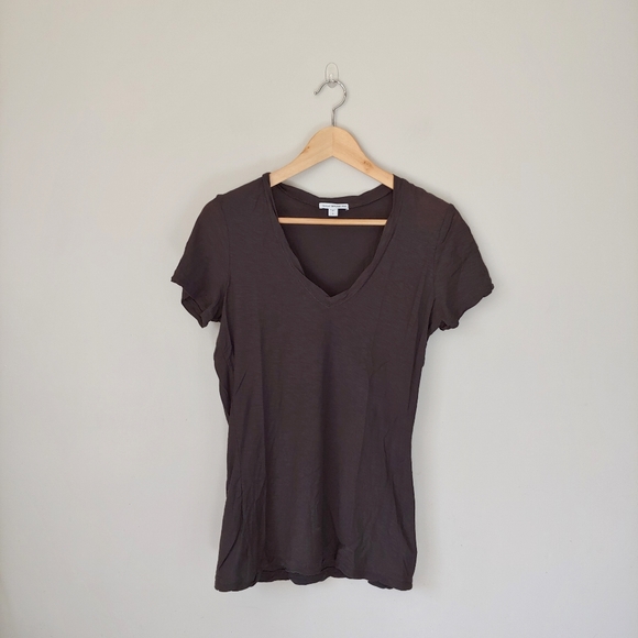 James Perse Casual Cotton Slub V Neck T-Shirt Short Sleeve Size Large - Picture 4 of 16